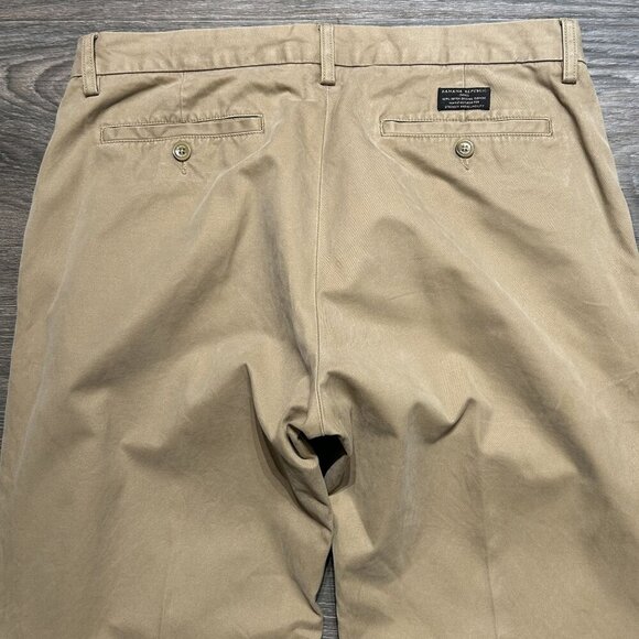 Banana Republic Flat Front Pants 33/34 Cotton Dawson Chino Khaki Front Straight - Picture 10 of 10